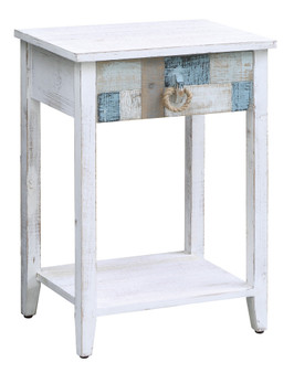 South Shore Multi Color Nautical Patchwork 1 Drawer Accent Table "CVFZR3561"