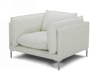 Divani Casa Harvest - Modern White Full Leather Chair VGKKKF2627-L2927-CHR