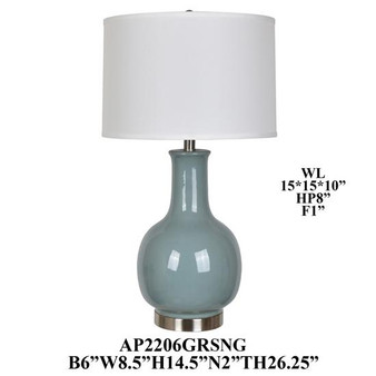 26.5" Ceramic/Metal Table Lamp "AP2206GRSNG"