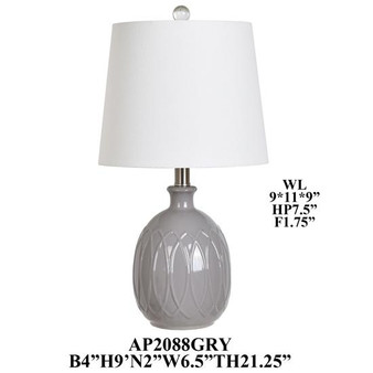 21.25"Th Ceramic Table Lamp "AP2088GRYSNG"