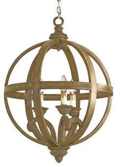 And Company Brown Wood Axel Orb Chandelier Small "9133"