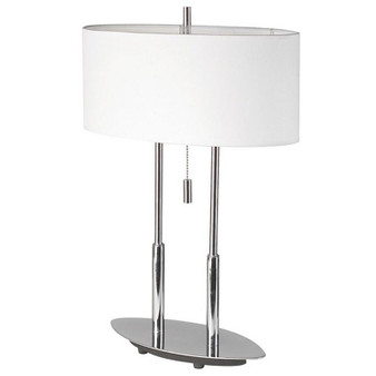 Table Lamp, Polished Chrome, White Oval Shade "DM2222-PC"