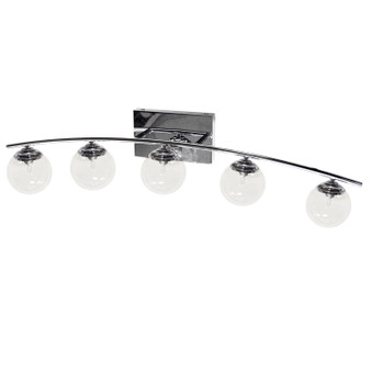 5 Light Vanity, Polished Chrome Finish With Clear Glass "V13-365W-PC"