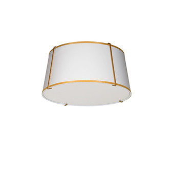 3 Light Trapezoid Flush Mount Gold Frame And White Shade W/ 790 Diffuser "TRA-3FH-GLD-WH"