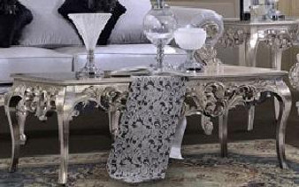 Homey Design HD-13006-COFFEE Victorian Rectangle Champagne Coffee Table