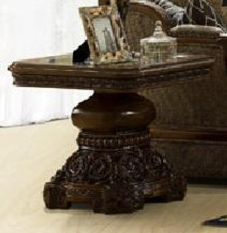 Homey Design HD-1122-END Victorian Square Walnut Square End Table