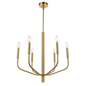 6 Light Incandescent Chandelier, Aged Brass "ELN-246C-AGB"