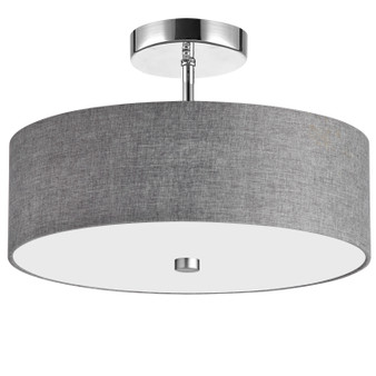 3 Light Incandescent Semi Flush Polished Chrome Finish With Grey Shade "571-143SF-PC-GRY"