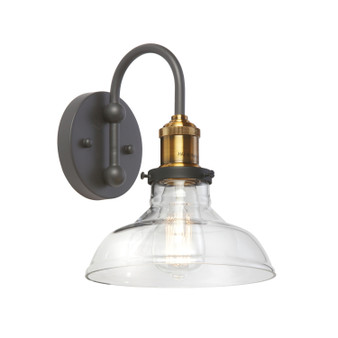 1 Light Wall Sconce, Black And Antique Brass Finish, Clear Glass "410-61W-BAB"