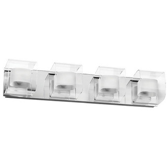 4 Light Vanity, Polished Chrome, Clear / Frosted White Glass "V6015-4W-PC"