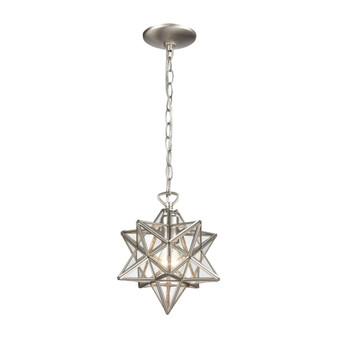 Moravian Star Pendant In Polished Nickel With Clear Glass "1145-013"