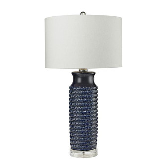 30 Inch Wrapped Rope Ceramic Table Lamp In Navy Blue "D2594"