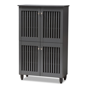 Fernanda Modern And Contemporary Dark Gray 4-Door Wooden Entryway Shoe Storage Cabinet SC864574 A-Dark Grey-Shoe Cabinet By Baxton Studio