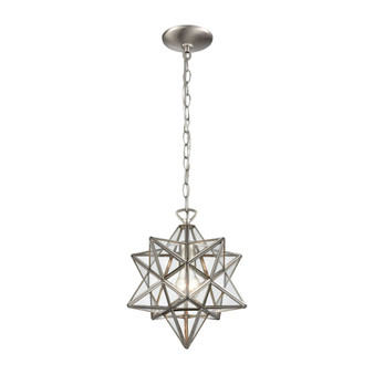 Moravian Star Pendant In Polished Nickel With Clear Glass "1145-019"