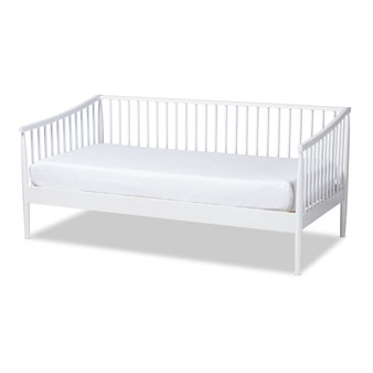 Renata Classic And Traditional White Finished Wood Twin Size Spindle Daybed Renata-White-Daybed By Baxton Studio