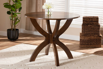 Tilde Modern and Contemporary Walnut Brown Finished 35-Inch-Wide Round Wood Dining Table RH7232T-Walnut-35-IN-DT By Baxton Studio