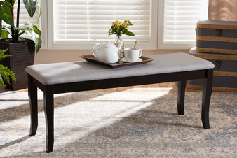 Cornelie Modern and Contemporary Transitional Grey Fabric Upholstered and Dark Brown Finished Wood Dining Bench RH036-Grey/Dark Brown-Dining Bench By Baxton Studio