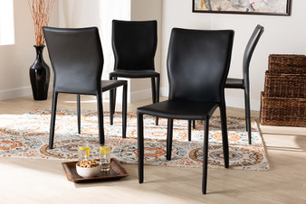 Heidi Modern and Contemporary Black Faux Leather Upholstered 4-Piece Dining Chair Set 19A17-Black-DC By Baxton Studio