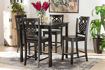 Gervais Modern and Contemporary Transitional Dark Brown Finished Wood 5-Piece Pub Set RH339P-Dark Brown-5PC Pub Set By Baxton Studio