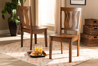 Fenton Modern and Contemporary Transitional Walnut Brown Finished Wood 2-Piece Dining Chair Set RH338C-Walnut Wood Scoop Seat-DC-2PK By Baxton Studio