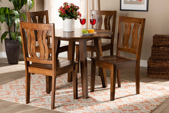 Anesa Modern and Contemporary Transitional Walnut Brown Finished Wood 5-Piece Dining Set Anesa-Walnut-5PC Dining Set By Baxton Studio