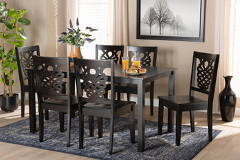 Luisa Modern and Contemporary Transitional Dark Brown Finished Wood 7-Piece Dining Set Luisa-Dark Brown-7PC Dining Set By Baxton Studio