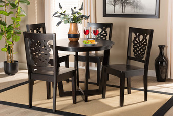 Salida Modern and Contemporary Transitional Dark Brown Finished Wood 5-Piece Dining Set Salida-Dark Brown-5PC Dining Set By Baxton Studio