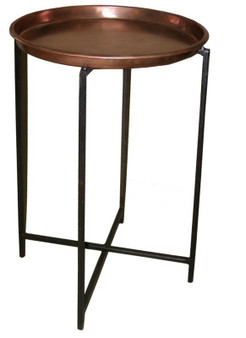 Iron Round Table And Stand Copper Finish "00583"