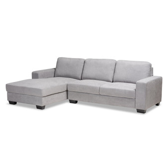 Nevin Modern And Contemporary Light Grey Fabric Upholstered Sectional Sofa With Left Facing Chaise J099S-Light Grey-LFC By Baxton Studio