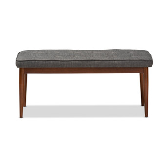 Itami Mid-Century Modern Dark Grey Fabric Upholstered Medium Oak Finished Wood Dining Bench Itami-Grey/Medium Oak-Bench By Baxton Studio