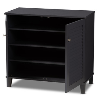 Coolidge Modern And Contemporary Dark Grey Finished 4-Shelf Wood Shoe Storage Cabinet FP-01LV-Dark Grey By Baxton Studio
