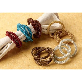 Beaded Napkin Rings Assorted 6, Pack Of 24 "13168"