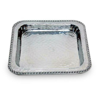 Hammered Beaded Square Plate, Pack Of 4 "13671"