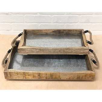 Wood Tray, Set Of 2, Pack Of 2 "15422"