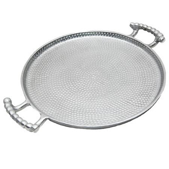 Aluminum Round Hammrd Tray With Hndles, Pack Of 2 "15619"