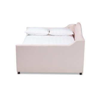 Perry Modern And Contemporary Light Pink Velvet Fabric Upholstered And Button Tufted Queen Size Daybed CF8940-Light Pink-Daybed-Q By Baxton Studio