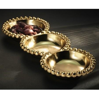 Gilded Beaded 3-Sections Tray (Pack Of 3) "13903"