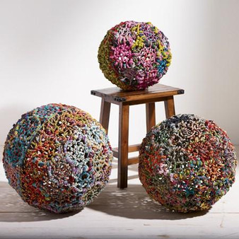Ovrsz Multi Color Jute Ball (Set Of 3) - (Pack Of 2) "13477"