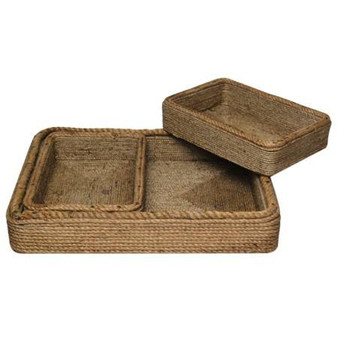 Jute Rectangle Trays (Set Of 3) - (Pack Of 2) "13432"