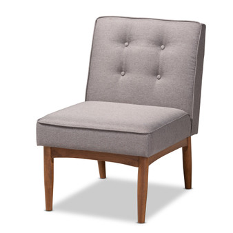 Arvid Mid-Century Modern Gray Fabric Upholstered Wood Dining Chair BBT8051-Grey-CC By Baxton Studio