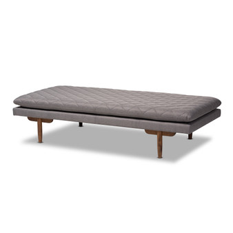 Marit Mid-Century Modern Grey Fabric Upholstered Walnut Finished Wood Daybed BBT6812-Grey/Walnut-Daybed By Baxton Studio