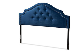 Cora Modern And Contemporary Royal Blue Velvet Fabric Upholstered King Size Headboard BBT6564-Navy Blue-HB-King By Baxton Studio