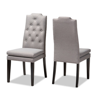 Dylin Modern And Contemporarygray Fabric Upholstered Button Tufted Wood Dining Chair Set Of 2 BBT5158.11-Grey-CC By Baxton Studio