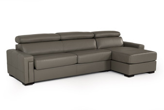 Estro Salotti Sacha Modern Dark Grey Leather Reversible Sofa Bed Sectional W/ Storage VGNTSACHA-C611