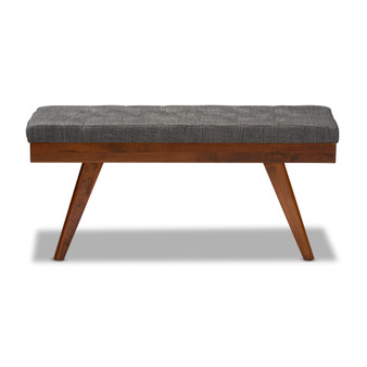 Alona Mid-Century Modern Medium Grey Fabric Upholstered Wood Dining Bench Alona-Medium Oak/Medium Grey-Bench By Baxton Studio