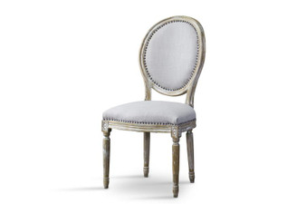 Clairette Wood Traditional French Accent Chair - Round TSF-9315-Beige-CC By Baxton Studio