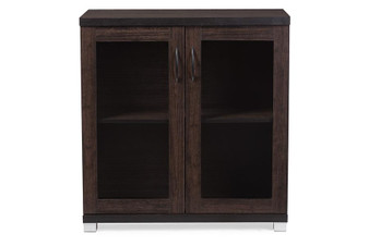 Zentra Brown Sideboard Storage Cabinet With Glass Doors SR 890001-Wenge By Baxton Studio
