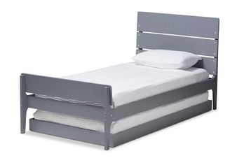 Grey-Finished Wood Twin Platform Bed HT1703-Grey-Twin-TRDL By Baxton Studio