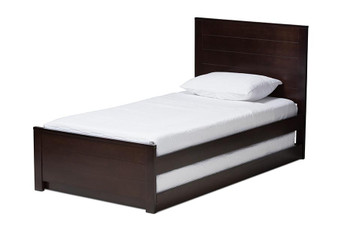 Best Dark Brown-Finished Wood Twin Platform Bed With Trundle HT1702-Espresso Brown-Twin-TRDL By Baxton Studio