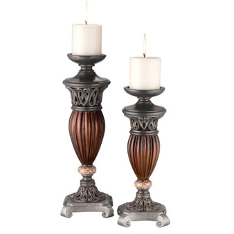 16-13In. Roman Bronze-2 In 1 Candle Holder Set "K-4190C"